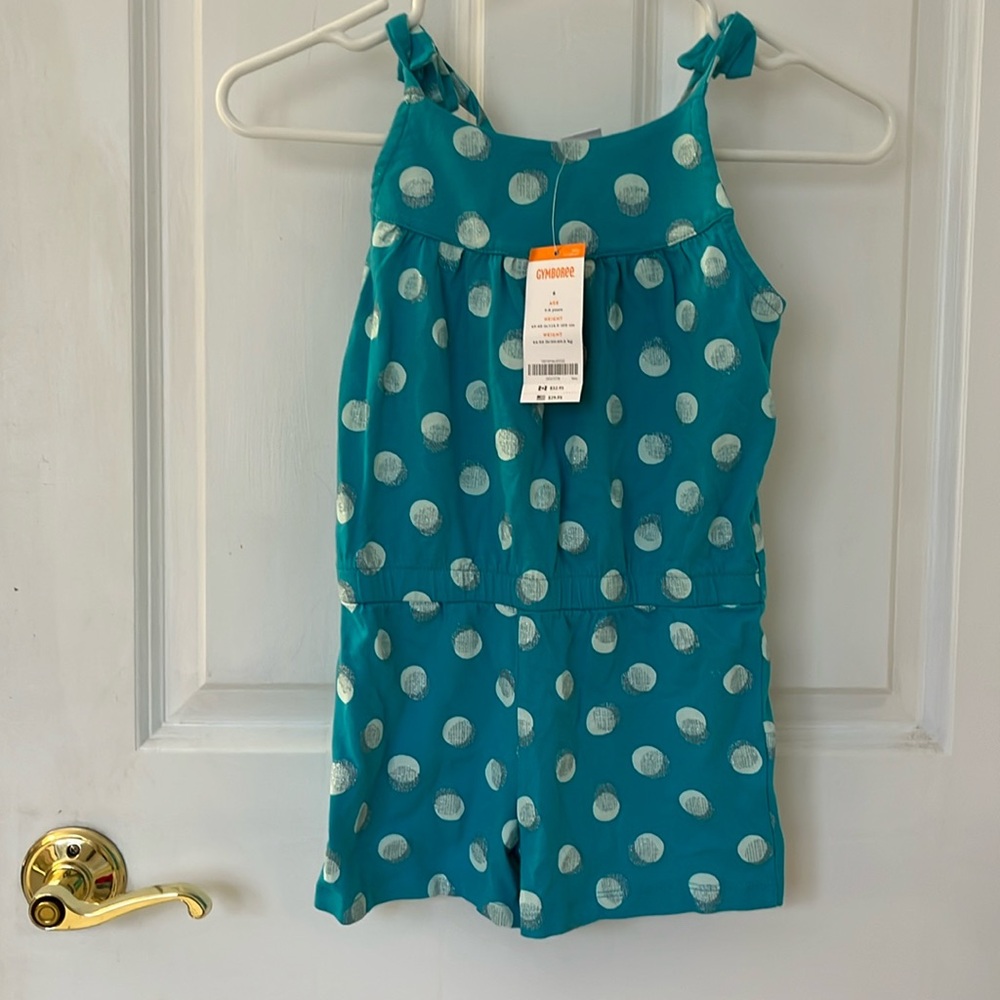 Gymboree Blue teal Polka Dot Romper. Size 6. NWT
